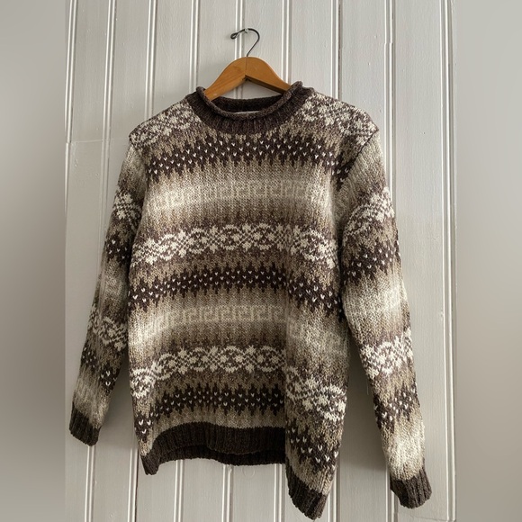 VINTAGE CASUAL CONNECTION Crewneck wool blend nordic fair isle sweater medium - Picture 11 of 15